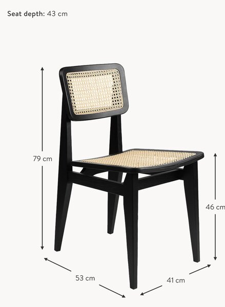 Sedia in legno di quercia con intreccio viennese C-Chair