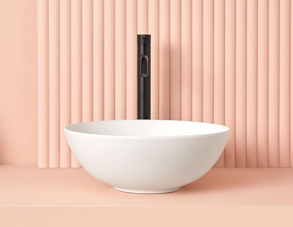SANYCCES PADOVA Lavabo da appoggio Ø 39,5 cm x 14h con valvola a stelo click clack, bianco