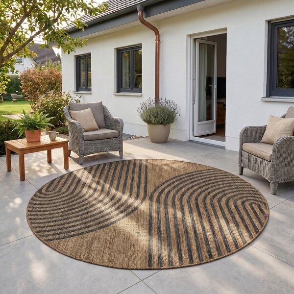Tappeto da interno/esterno rotondo nero/marrone ø 120 cm Mira 1453 – Ayyildiz Carpets