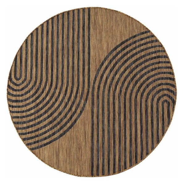 Tappeto da interno/esterno rotondo nero/marrone ø 120 cm Mira 1453 – Ayyildiz Carpets