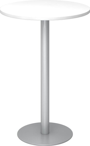 BISTRO H80R S - Tavolo da conferenza modulare, bianco e argento, diametro 80 cm