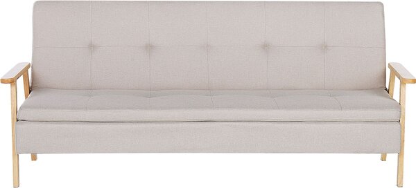 BELIANI Divano imbottito beige 3 posti funzione letto Soggiorno in stile scandinavo