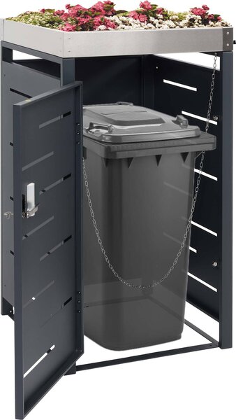 Copertura per bidoni della spazzatura MCW-H40b, box per bidoni della spazzatura, fioriera combinata in acciaio inossidabile e metallo, 24 kg, 110x60x62 cm, espandibile