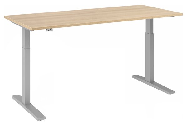 Scrivania regolabile in altezza XMKA | 2 motori | 120-180 cm | elettrica | rovere, colore telaio:argento, dimensioni piano d'appoggio:180 x 80 cm
