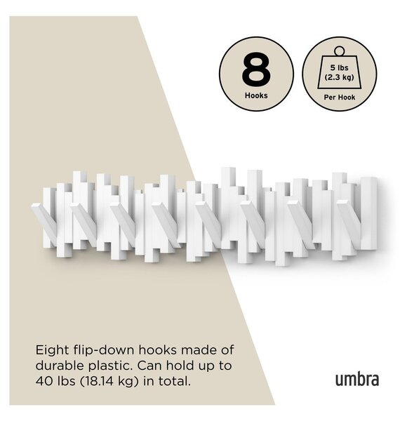 Attaccapanni da parete bianco in plastica 72 cm Sticks – Umbra