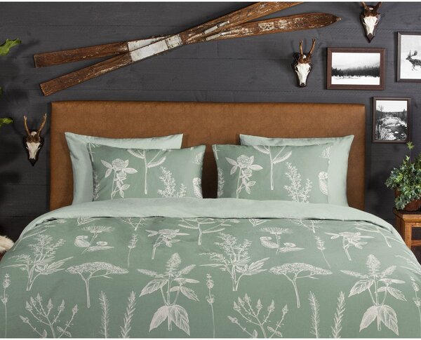 Set copripiumino e federa color salvia in flanella per letto singolo/per letto esteso 140x220 cm Herbs – Good Morning