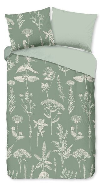 Set copripiumino e federa color salvia in flanella per letto singolo/per letto esteso 140x220 cm Herbs – Good Morning