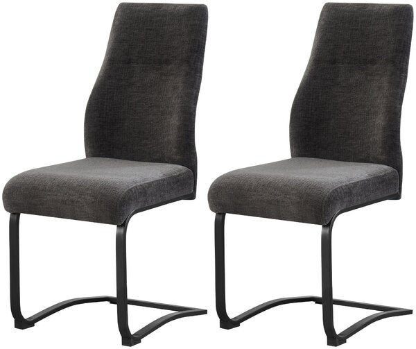 Xonox.home Set di 2 sedie Swing in tessuto testurizzato Tina antracite (L/H/D): 43 x 98 x 59 cm
