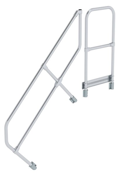 Scala con piattaforma a 45° secondo corrimano per 5 gradini inclinazione 45°