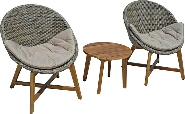 Gruppo di sedute Garden Pleasure Reno taupe, plastica marrone, metallo, 5 pezzi