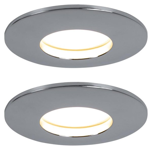 Set di 2 faretti LED da incasso, rotondi, cromati, diametro 8,3 cm