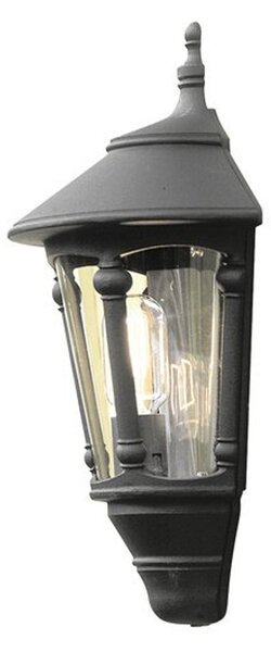 Applique Konstsmide Virgo in alluminio laccato nero con vetro acrilico color fumo. Vetro acrilico