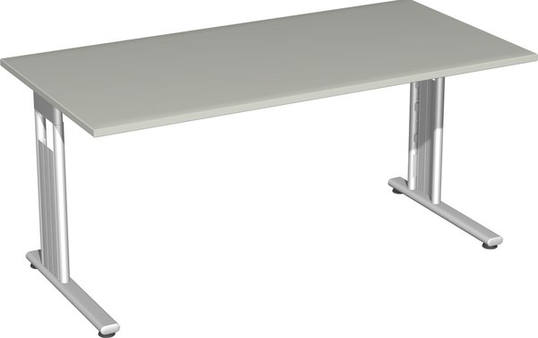 Geramöbel Scrivania Lisbona, 1600x800x720 mm, grigio chiaro/argento
