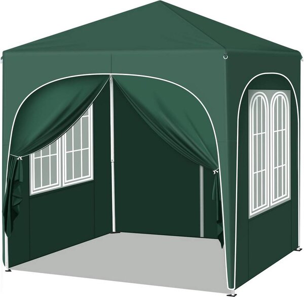 Gazebo WOLTU, gazebo pieghevole 2x2 m, con 4 pareti laterali, tendone per feste regolabile in altezza, verde