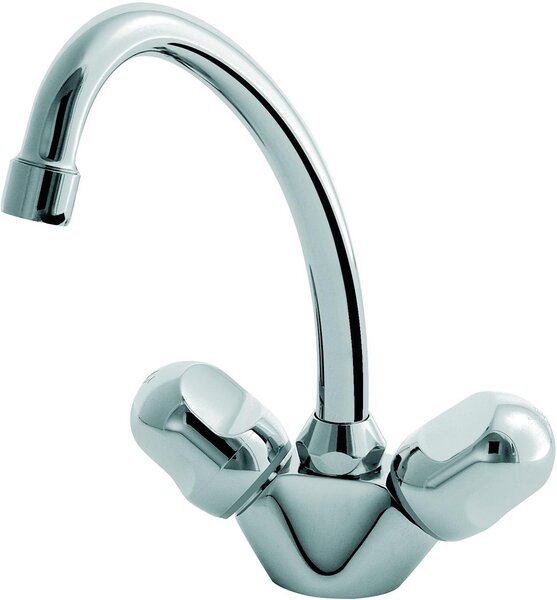 Ideal Standard ALPHA miscelatore per lavabo a due maniglie con bocca per tubo, catena a scomparsa cromo