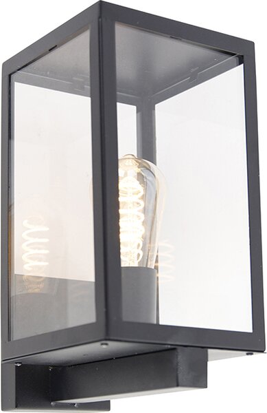 Moderna lampada da esterno rettangolare nera con vetro, modello Rotterdam