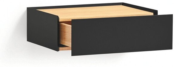 Comodino nero con piano effetto rovere da parete Arista – Teulat