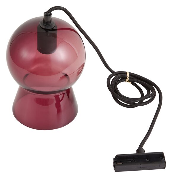 Lampada a sospensione retrò nera con vetro viola per sistema a binario monofase - Iconic Bell