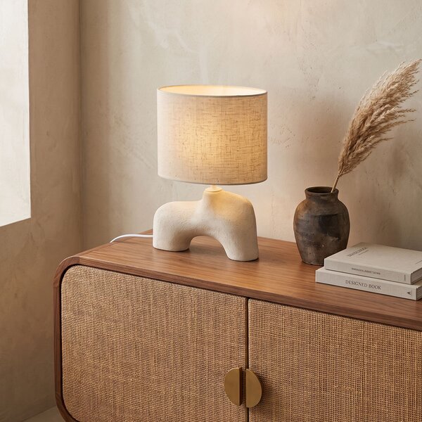 Lampada da tavolo Wabi Sabi beige con paralume in lino 35 cm - Florence