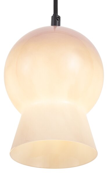 Lampada a sospensione retrò nera con vetro beige per sistema a binario monofase - Iconic Bell