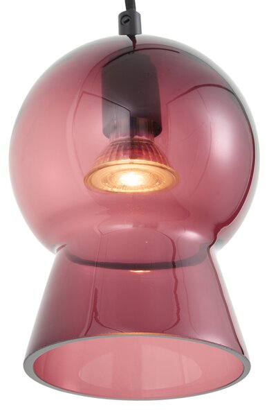 Lampada a sospensione retrò nera con vetro viola per sistema a binario monofase - Iconic Bell