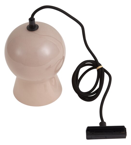 Lampada a sospensione retrò nera con vetro beige per sistema a binario monofase - Iconic Bell