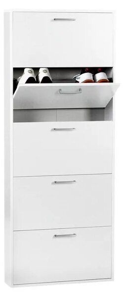 Scarpiera Salvaspazio 5 Ante 15 Paia 65x15x164 cm in Truciolare Nobilitato Bianca