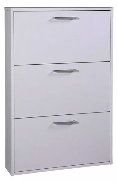 Scarpiera Salvaspazio 3 Ante 9 Paia 65x15x99,6 cm in Truciolare Nobilitato Bianca