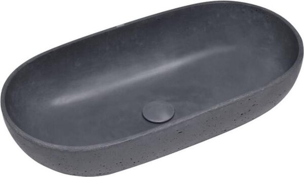 Lavabo da appoggio SAT in cemento senza sfioratore con scarico 65 cm x 35 cm, antracite