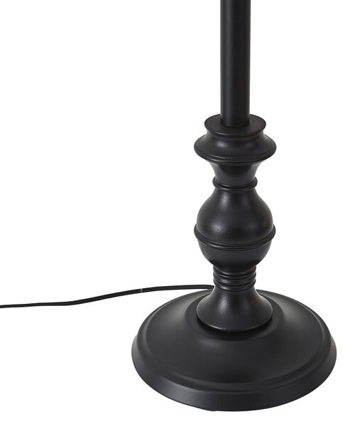 Lampada da terra nera con paralume floreale e interno bianco 45cm - Classico