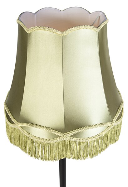 Lampada da terra nera con paralume Granny verde - Classico