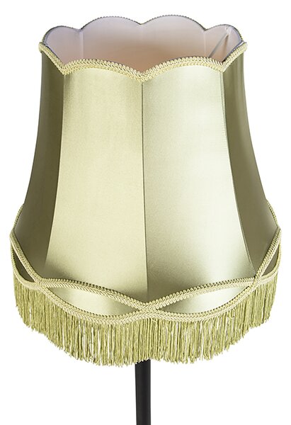 Lampada da terra intelligente nera con paralume Granny verde incl. Wifi A60 - Classico