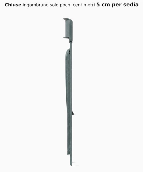 Sedia pieghevole richiudibile LEI con struttura Alluminio verniciata . chiusa ingombra solo 5 cm seduta e schienale in plastica Colore Grigio Ardesia