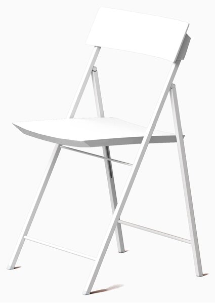 Sedia pieghevole richiudibile LEI con struttura Alluminio verniciata . chiusa ingombra solo 5 cm seduta e schienale in plastica Colore Bianco