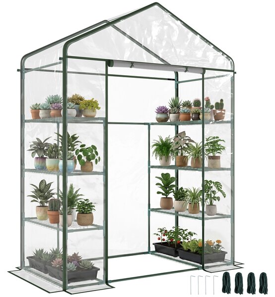 Outsunny Serra da Giardino con Porta Avvolgibile, in Acciaio e PVC Trasparente, per balcone, patio, terrazza, 143x73x195cm | Aosom Ita