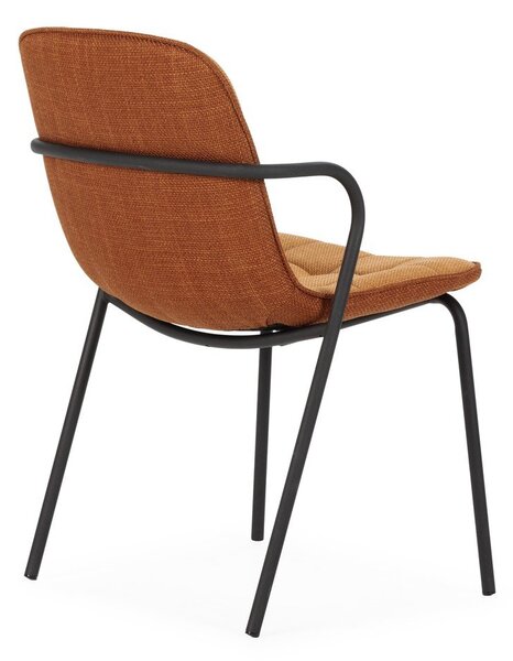 Sedia da pranzo color terracotta imbottito con braccioli Angie – Marckeric