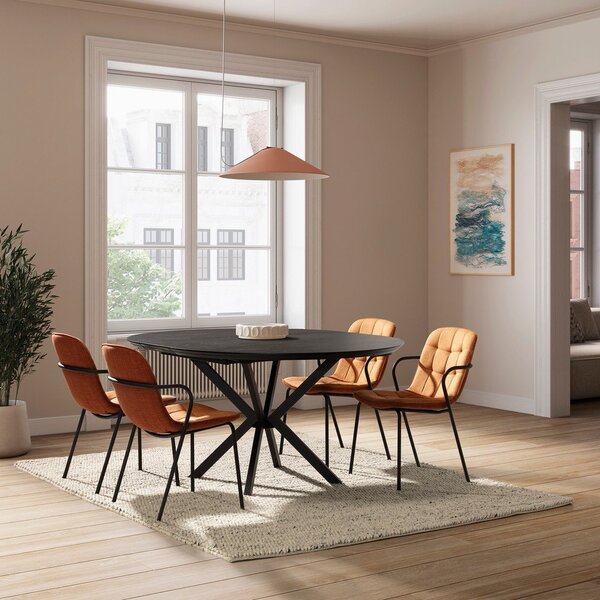 Sedia da pranzo color terracotta imbottito con braccioli Angie – Marckeric