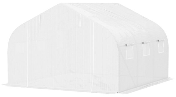 Outsunny, serra a tunnel di 4,45 x 3 metri, con 6 finestre e una grande porta, colore bianco