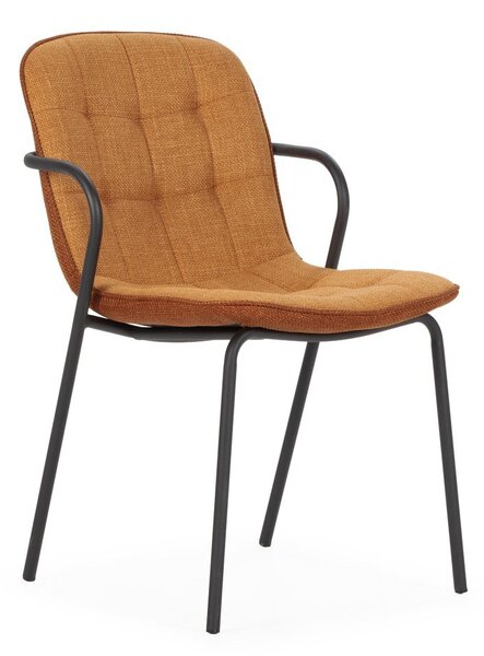 Sedia da pranzo color terracotta imbottito con braccioli Angie – Marckeric