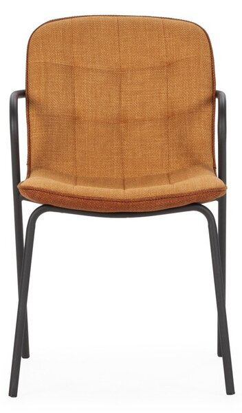 Sedia da pranzo color terracotta imbottito con braccioli Angie – Marckeric