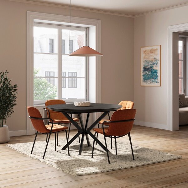 Sedia da pranzo color terracotta imbottito con braccioli Angie – Marckeric