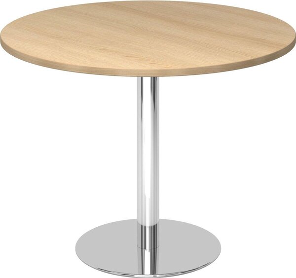 BISTRO F100R C - Tavolo da riunione modulare in cromo e rovere, Ø 100