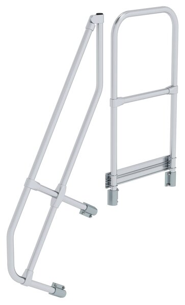 Scala con piattaforma 60° secondo corrimano per 4 gradini inclinazione 60°
