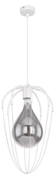 Lampada a sospensione, metallo bianco, cromata, diametro 30 cm