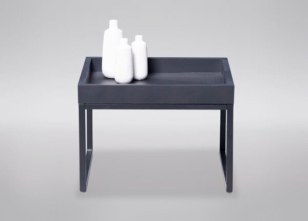 Tavolino Dublin 1 in faggio massiccio, nero, struttura in metallo, 49x36x49 cm