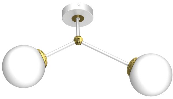 Lampada da soffitto JOY bianco-oro 2xE14x40W in vetro, dimensioni: 31x46x14 cm, IP20, Milagro