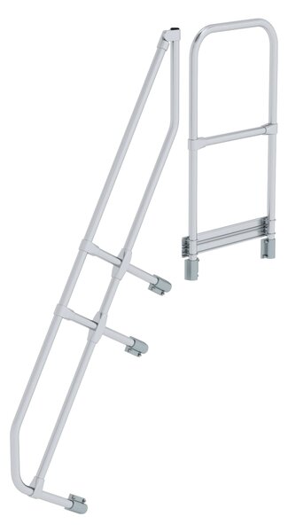 Scala con piattaforma 60° secondo corrimano per 6 gradini inclinazione 60°
