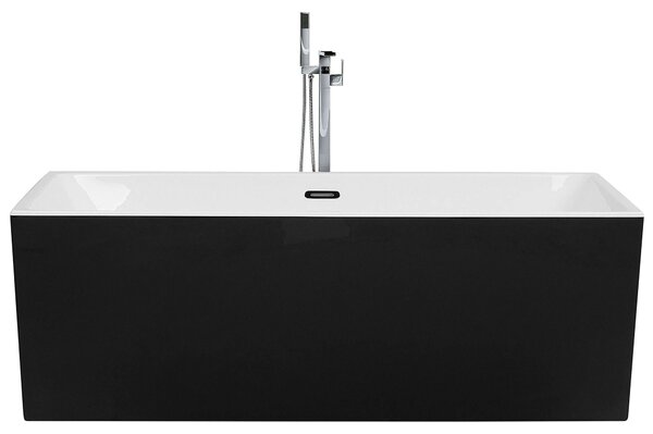 BELIANI Vasca da bagno rettangolare freestanding moderna in acrilico nero con illuminazione LED e getti