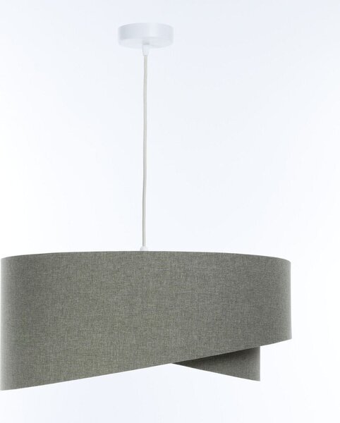 Lampada a sospensione in tessuto E27 Ø 60 cm H: max. 95 cm Bianco Grigio rotondo Lampada a sospensione moderna