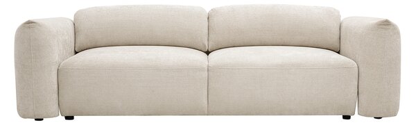 Divano letto 4 posti con contenitore in tessuto velluto ciniglia beige SWELL